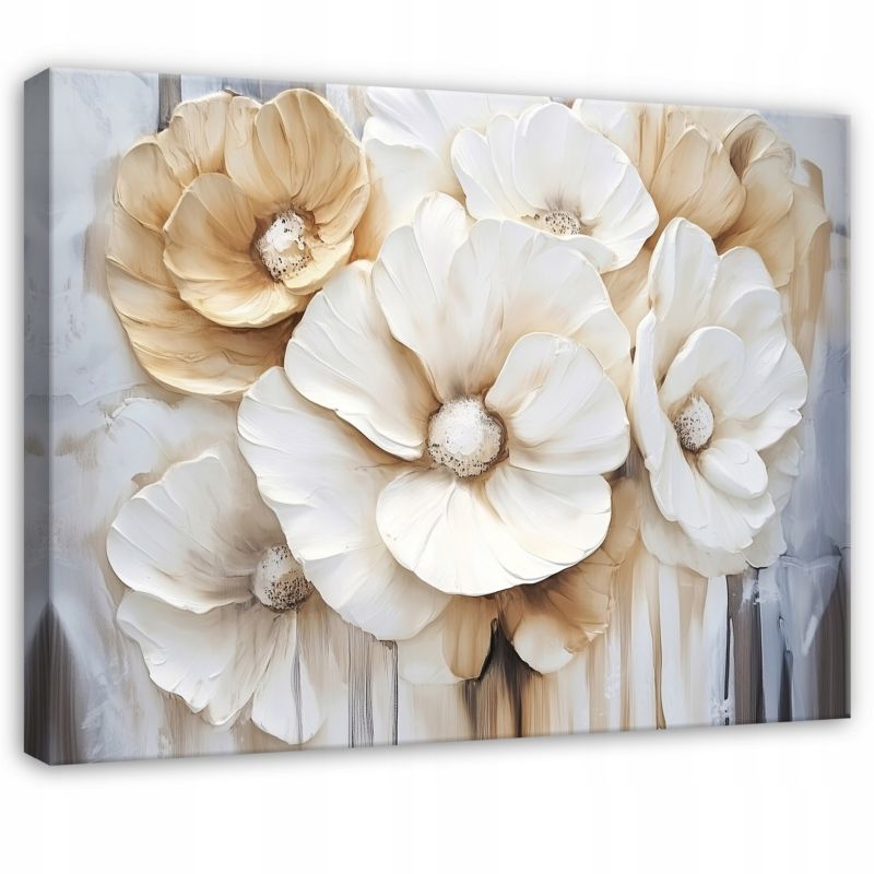 Obraz Do Sypialni Salonu Białe Kwiaty Na Płótnie Canvas WALLARENA 100x70 cm Dekoracja Ścienna 1 szt.