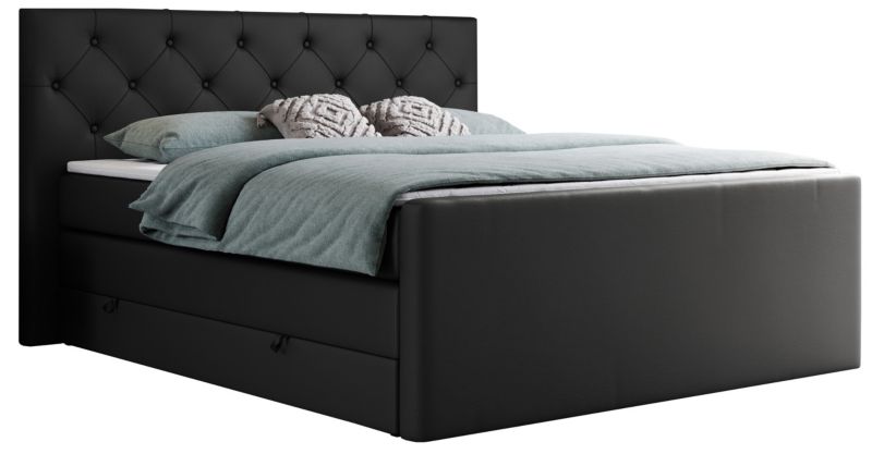 Łóżko kontynentalne MKS Meble KING VELEN 180x200 H4 czarny ekoskóra 1szt.