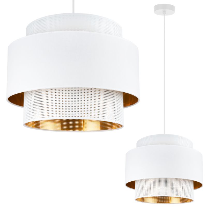 Lampa sufitowa wisząca Light Home LH Asti Trio 1x E27 60W biały/złoty klosz 40cm 1szt.