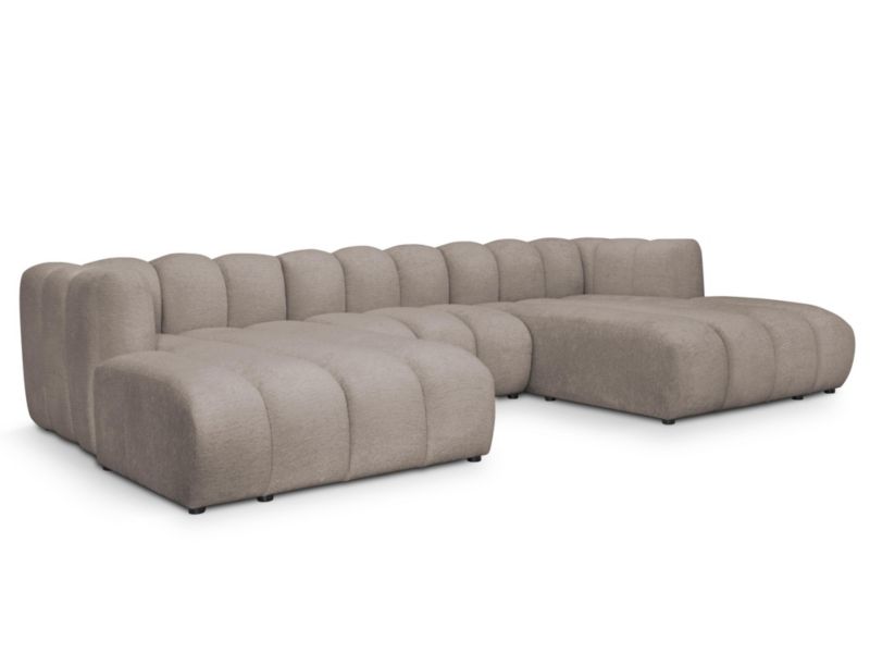 Sofa modułowa panoramiczna LaMiaSofa NAPOLI z tkaniny szenilowej 316x179 cm beżowy 1 szt.