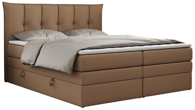 Łóżko kontynentalne MKS Meble PREMIUM 10 KING 160x200 H3 Brązowy ecoskóra 1szt.