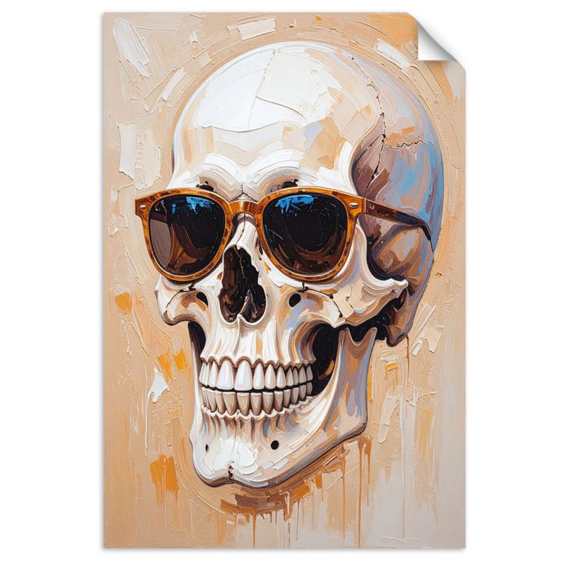 Naklejka na ścianę do salonu sypialni Feeby Czaszka w okularach efekt farby 90x130cm 1szt