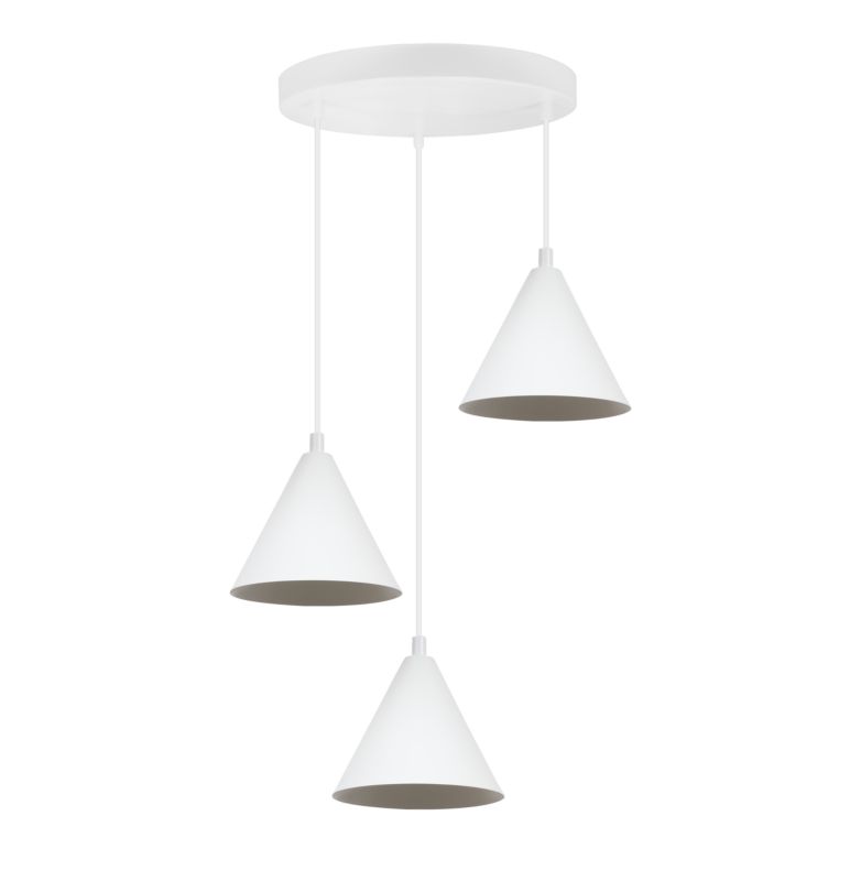 Lampa sufitowa wisząca Light Home LH Soho 3x E27 60W klosz 14cm biała 1szt.