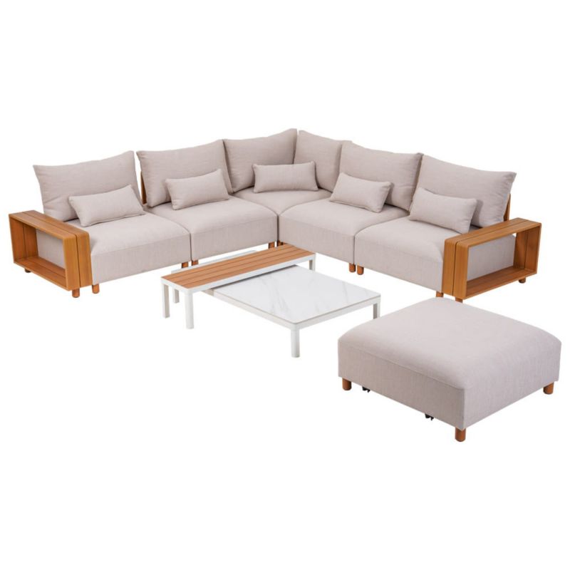 Zestaw Mebli Ogrodowych Mirpol 8 el Komplet Premium Włókno Olefinowe Pokrowce w zestawie, Beżowy 1 szt.