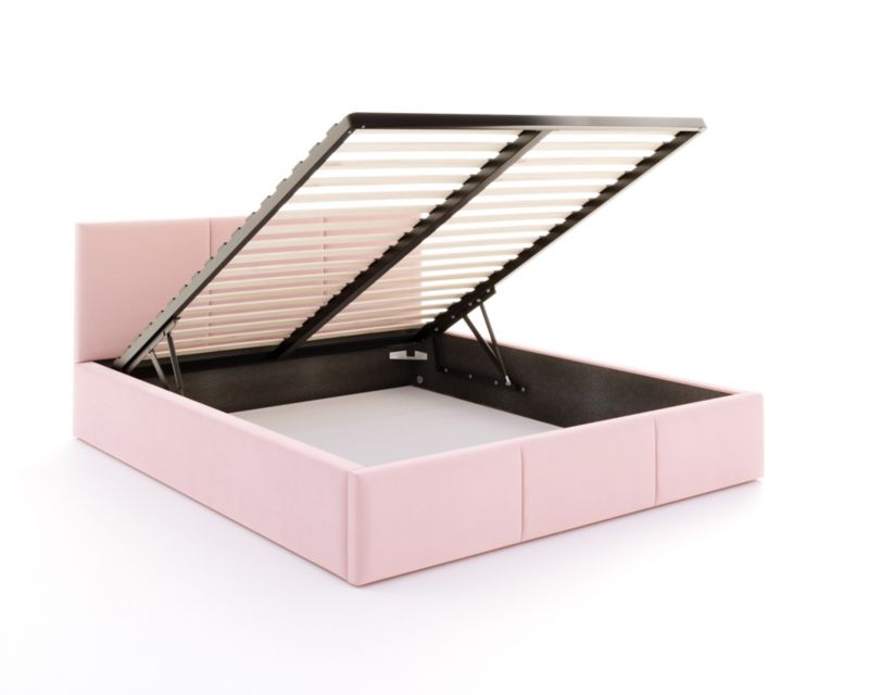 Łóżko tapicerowane FDM AMBER 140x200 różowe z pojemnikiem i stelażem podnoszonym 1 szt.