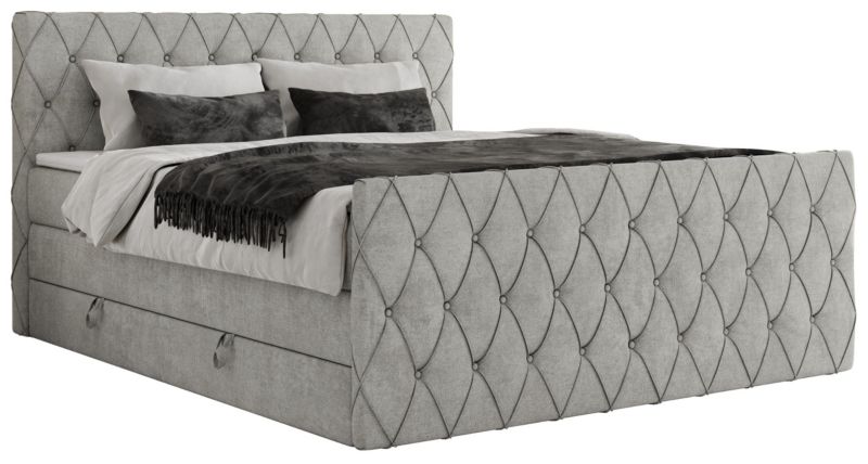 Łóżko kontynentalne MKS Meble MIREN KING DUO 140x200 H4 Jasnoszary struktura 1szt.