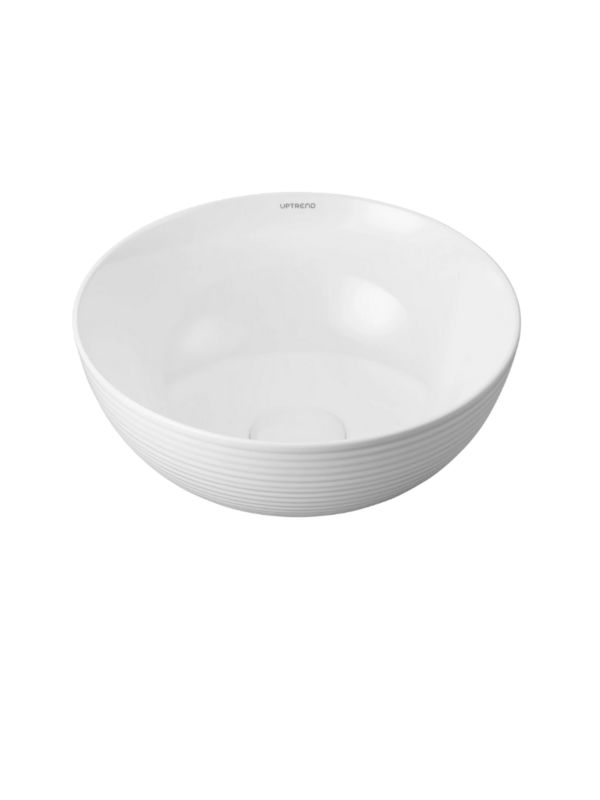 Umywalka nablatowa Uptrend CLEO M biały połysk, z ozdobną fakturą strukturalną 1 szt.