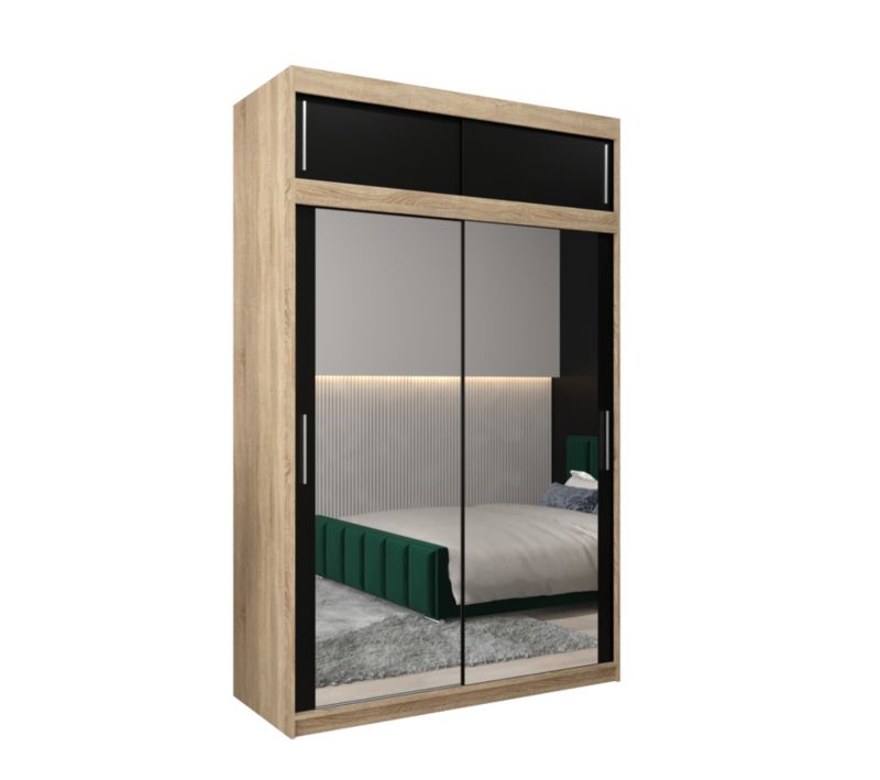 Szafa przesuwna Garderoba Abiks Tokyo 3 150 sonoma + czarny z nadstawką 1 szt.