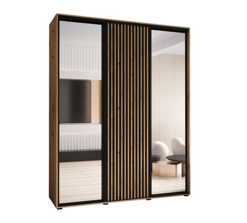 Szafa przesuwna Garderoba Abiks LANKO 2 190 gł. 60 artisan/czarny 1 szt.