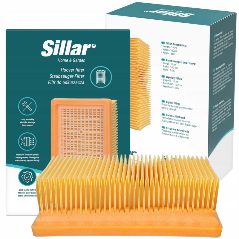 Filtr do odkurzacza, Sillar, ochronny, kompatybilny z Karcher KWD4, KWD5, KWD6, MV4, MV5, MV6, zamiennik KFI4410, 2szt