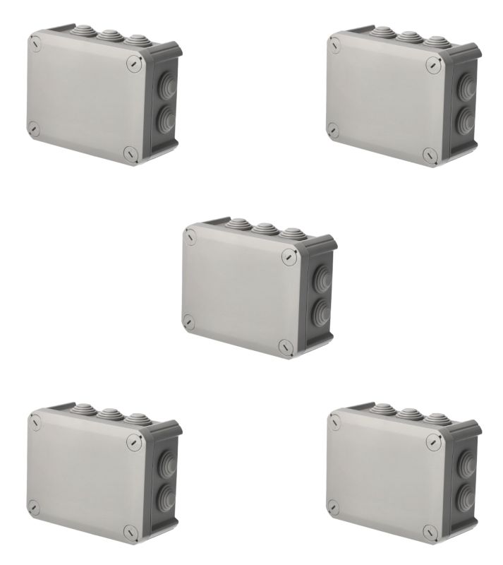 Puszka hermetyczna natynkowa EDO z dławikami odporna na UV dekiel przykręcany 150x115x65mm IP66 szary 5 szt