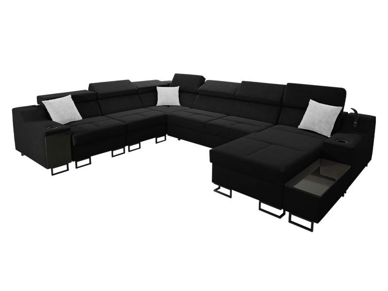 Narożnik MIRJAN 24 z trzema pojemnikami Alicante VIII prawy czarny/czarny/gołębi 1 szt.