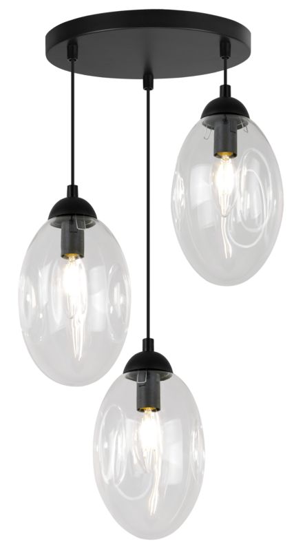 Lampa sufitowa wisząca Light Home LH Vigo 3x E14 60W okrągły 30cm transparentny 1szt.