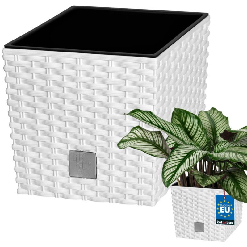 Doniczka ogrodowa KOTARBAU rattan z wkładem biała 22x22 cm 1 szt.