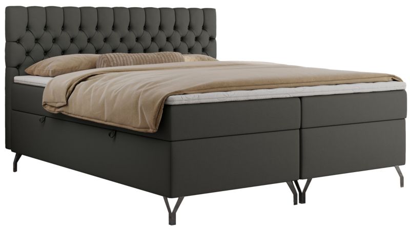 Łóżko kontynentalne MKS Meble GRIMALDI 200x200 H4 Ciemnoszary ecoskóra 1szt.