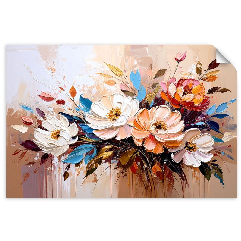 Naklejka samoprzylepna Feeby Bukiet Kwiatów Kolorowa Abstrakcja 60x40cm 1szt