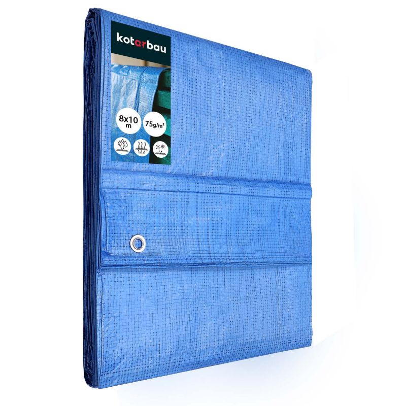 Plandeka ochronna KOTARBAU mocna niebieska 75 g/m2 8x10 m 1 szt.