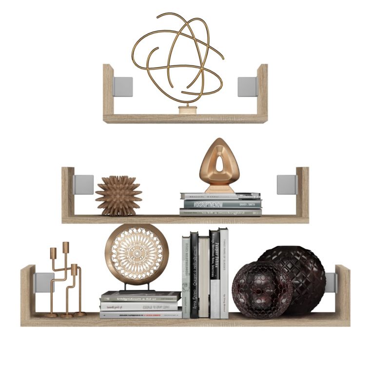 Komplet 3 x Półka Wisząca Topeshop Mobi 3P Ścienna Dąb Sonoma 20x80x14 cm 1 szt.