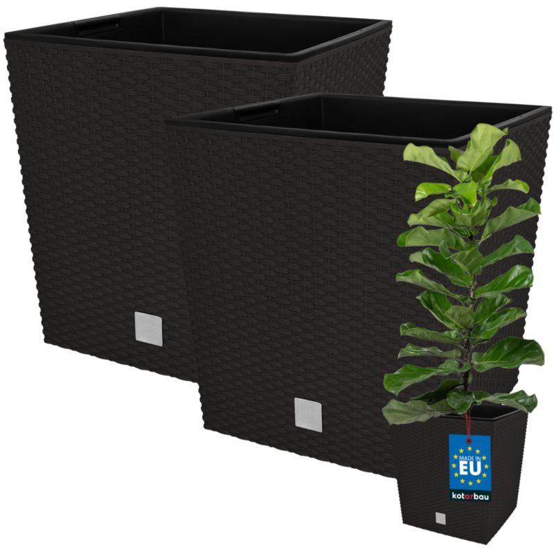 Doniczka ogrodowa KOTARBAU rattan z wkładem umbra 32x32 cm 2 szt.