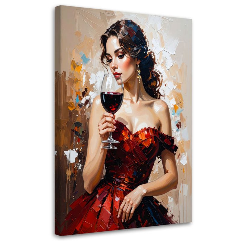 Obraz do salonu sypialni Feeby Dziewczyna z kieliszkiem wina 70x100cm 1szt