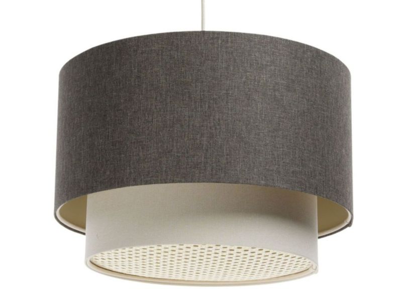 Lampa Bps Koncept wisząca ERUTAN DOUBLE RATTAN 40 szara/kremowa 1 szt