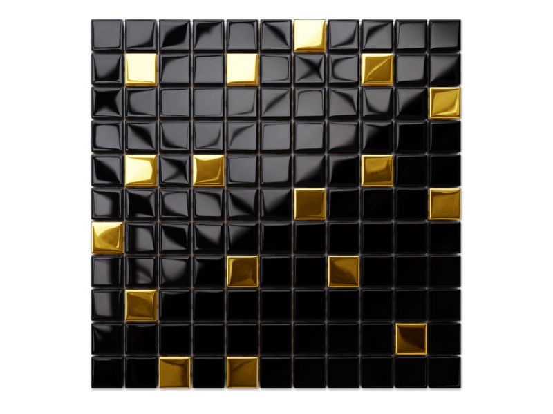 Mozaika szklana Ilcom czarna złota nero gold 30x30cm 1 szt.