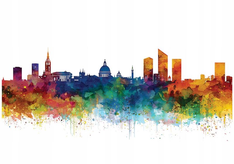 Fototapeta WALLARENA Do Sypialni Salonu Na Flizelinie Miasto Graffiti Panorama Kolorowy 300x210 cm 16056VX6 1 szt.