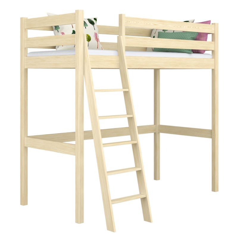 Drewniane łóżko na antresoli N-WOOD N03 120x180 sosna bezbarwna 1 szt.