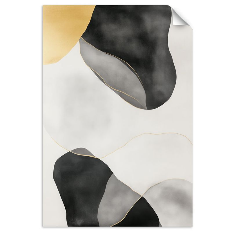 Naklejka na ścianę do salonu sypialni Feeby Abstrakcja w plamy Złoty Szary Czarny 60x90cm 1szt