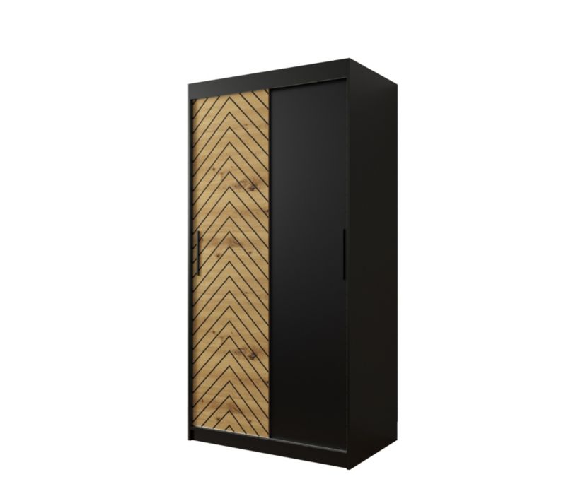 Szafa przesuwna Garderoba Abiks Jodełka 100 czarny + artisan 1 szt.