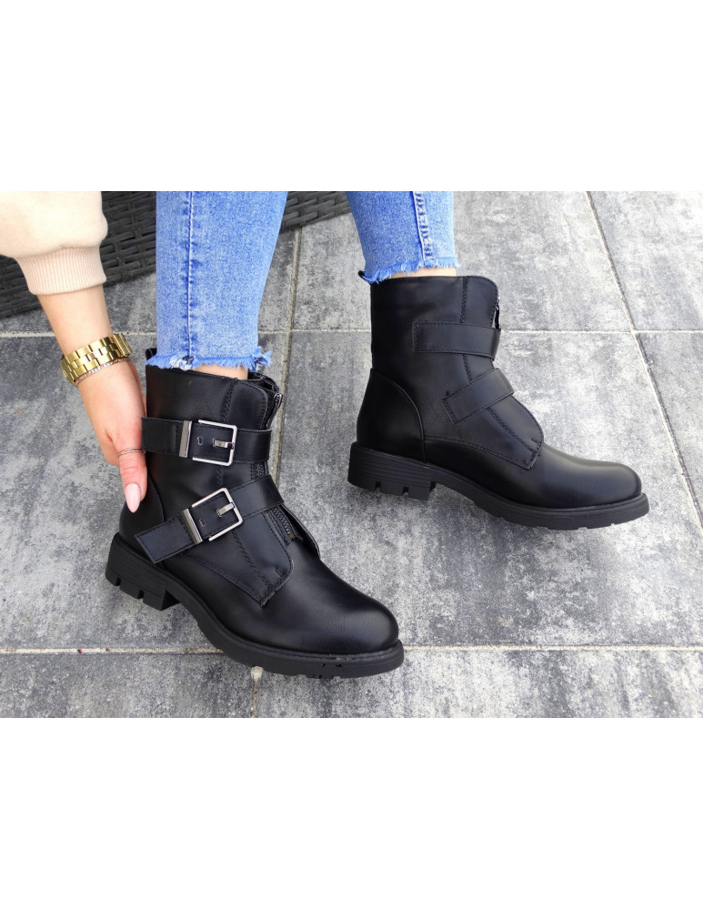 Czarne Botki Workery Glany Z Suwakiem Military