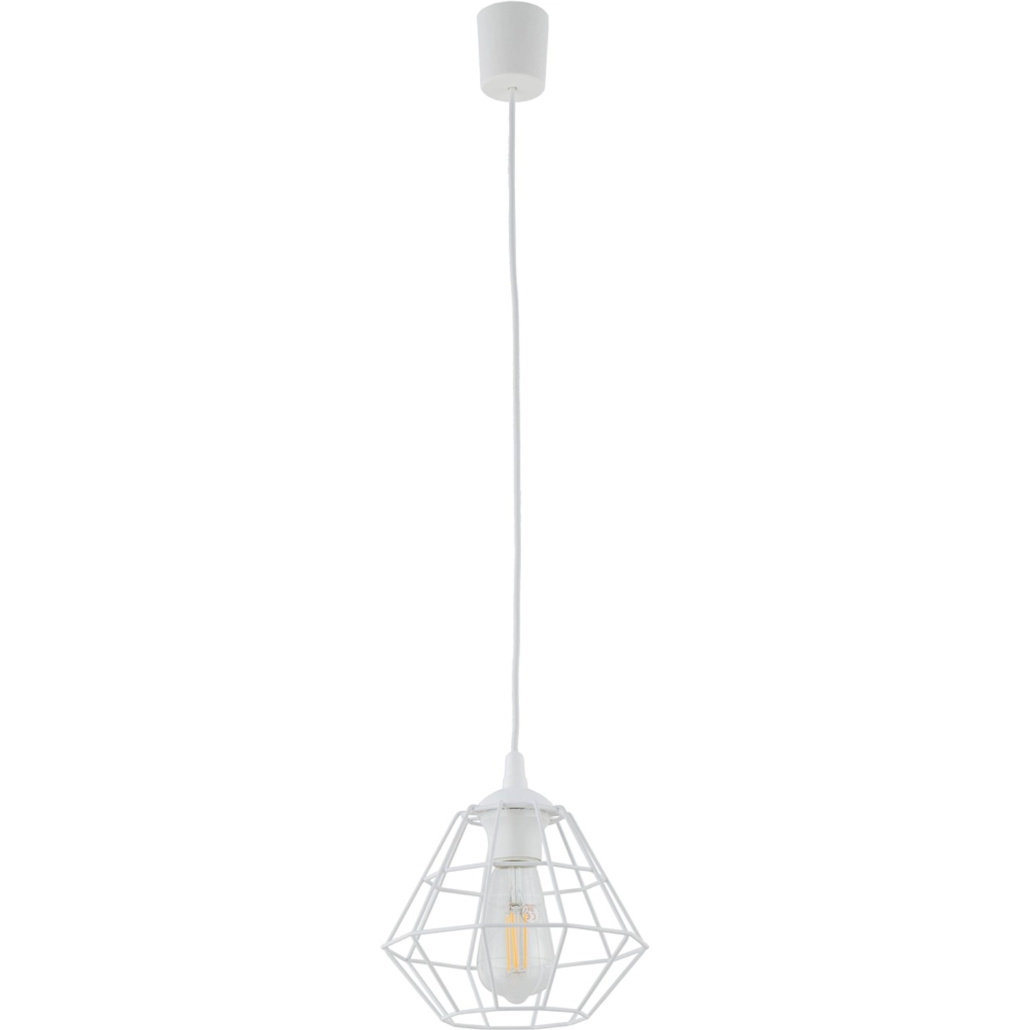 TK Lighting Lampa wisząca DIAMOND NEW szer. 20 cm biała E27