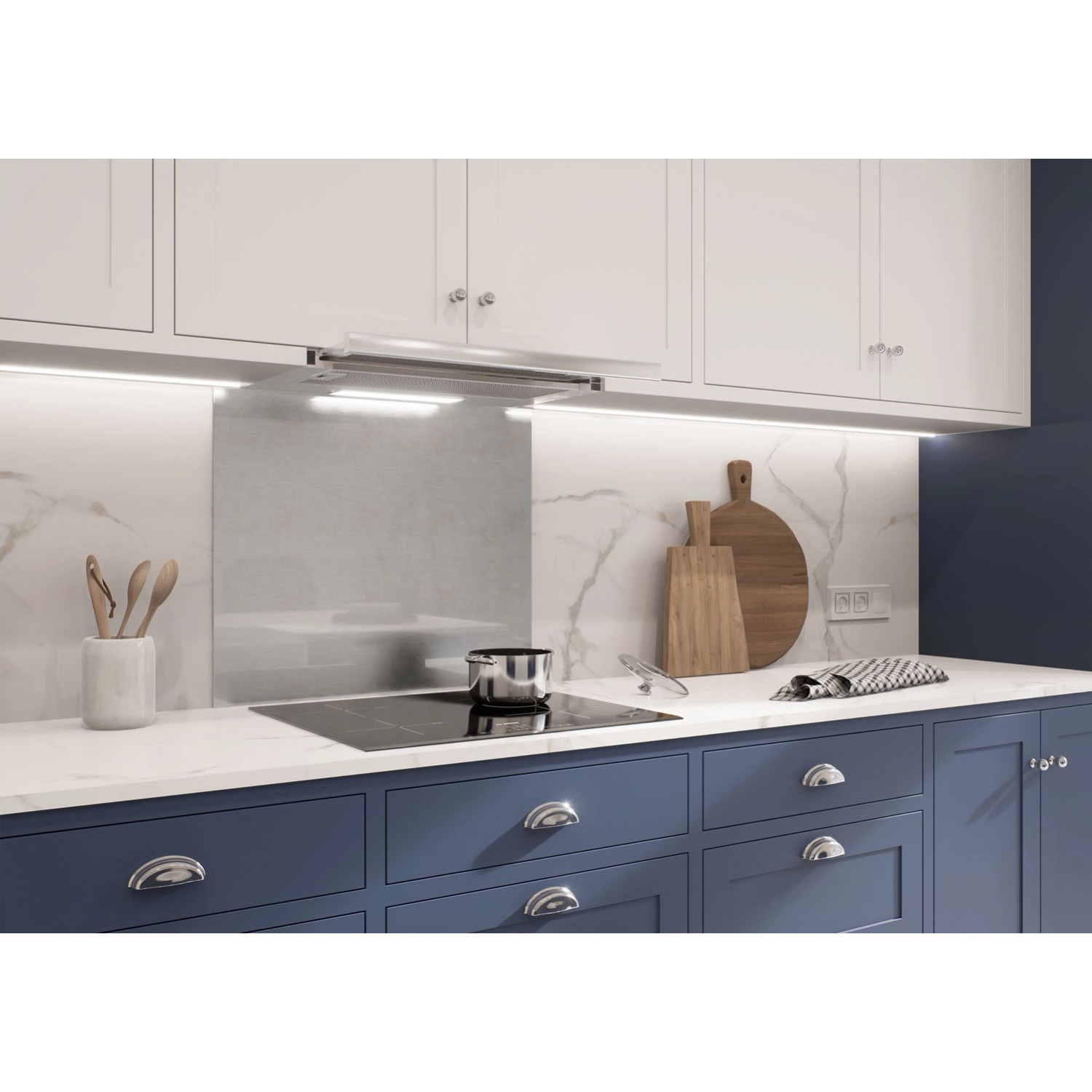 Panel kuchenny szklany szczotkowane aluminium - 70 x 60 cm