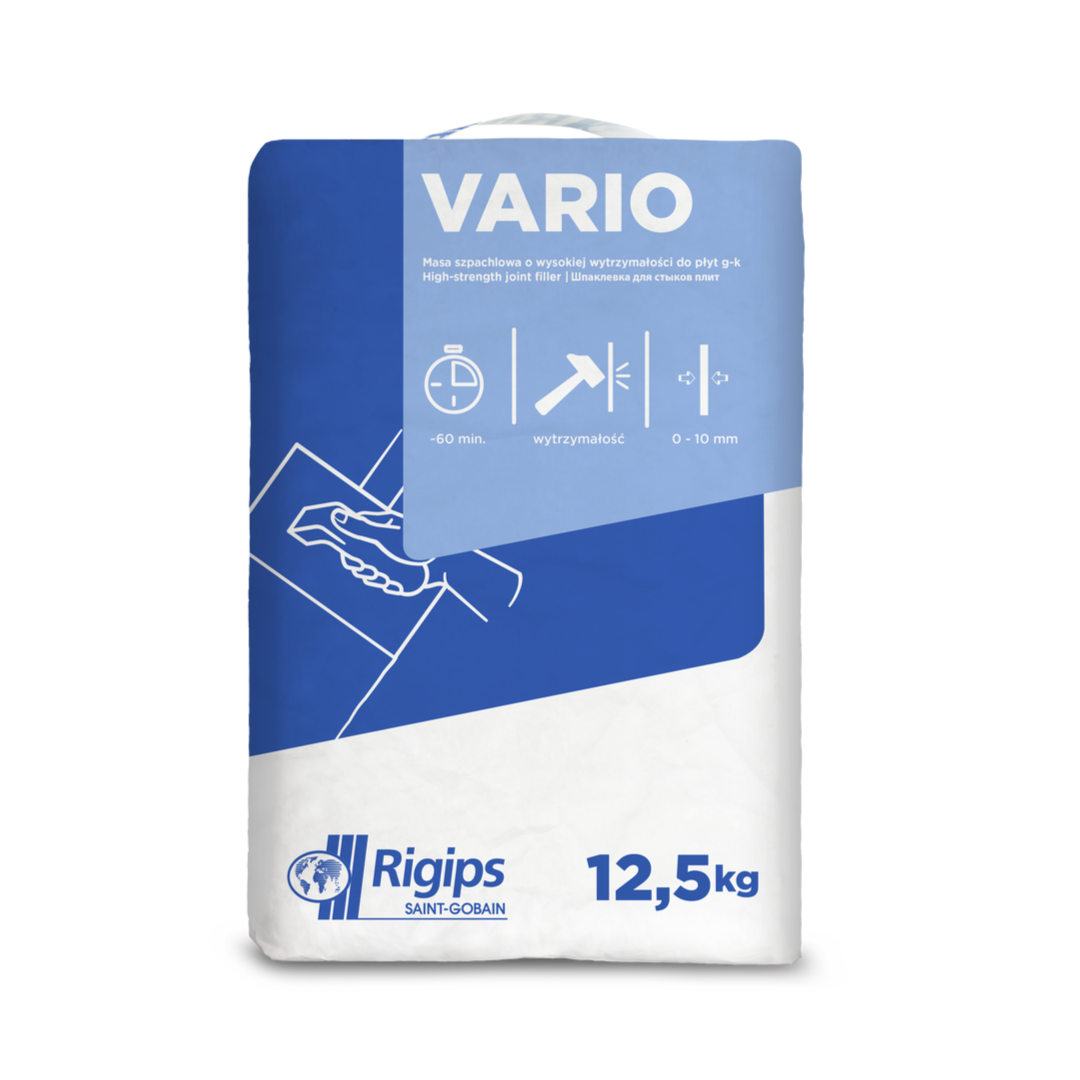 RIGIPS POLIMEROWA MASA SZPACHLOWA NA BAZIE GIPSU DO PŁYT G-K VARIO 12,5KG