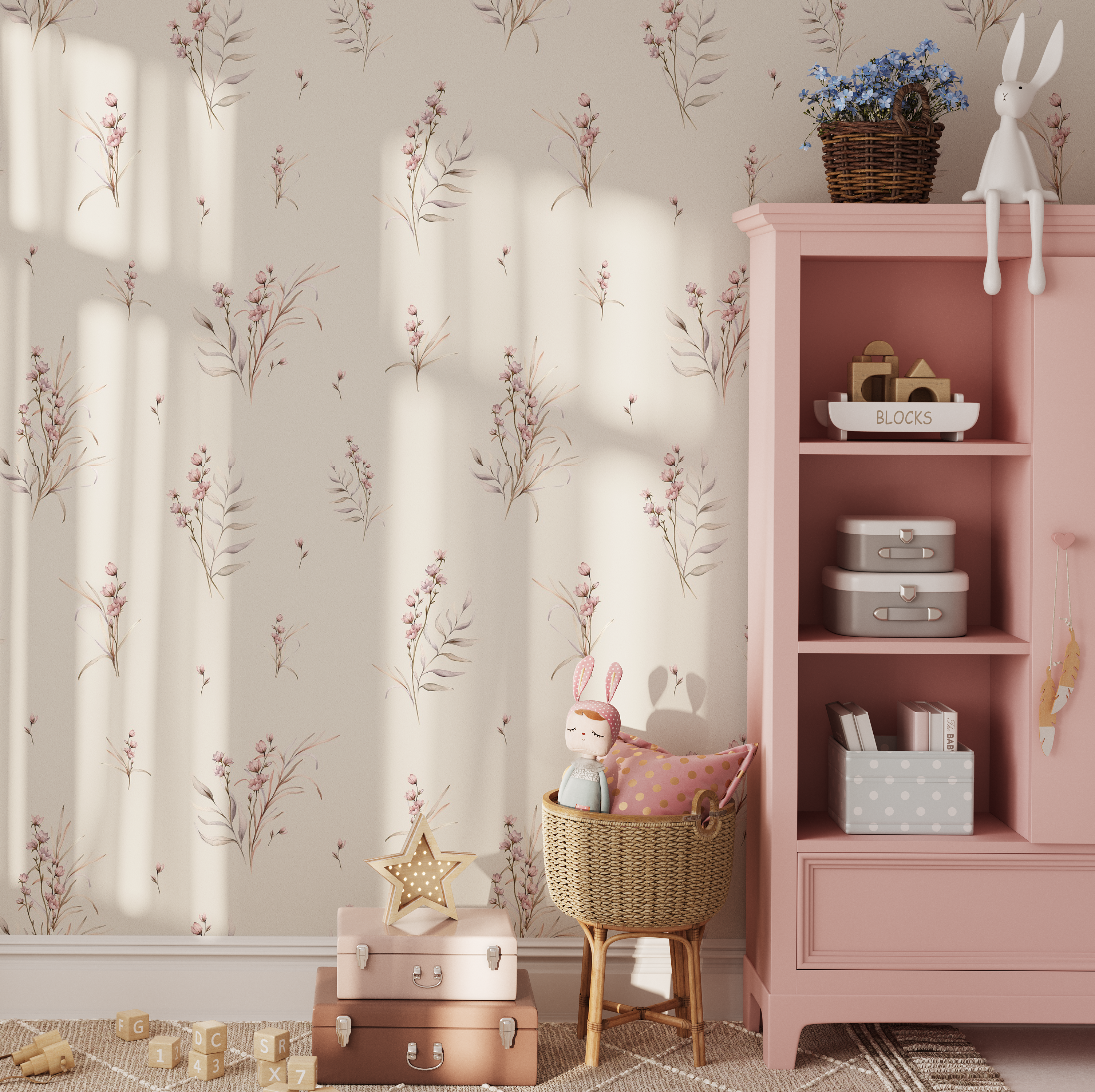 Tapeta ścienna Pudrowe Gałązki Mini