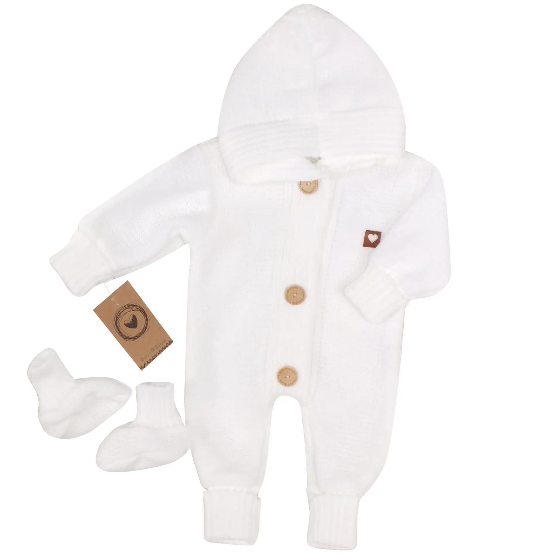 KOMBINEZON WŁÓCZKOWY + BUCIKI BIAŁY ZZ - 56