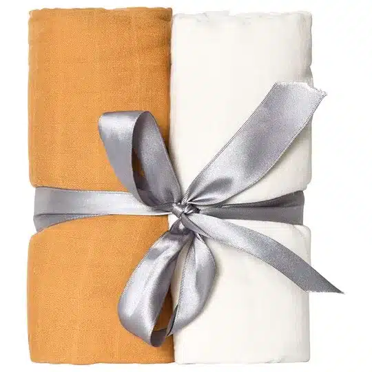 Zestaw 2 pieluszek muślinowych musztardowa i biała