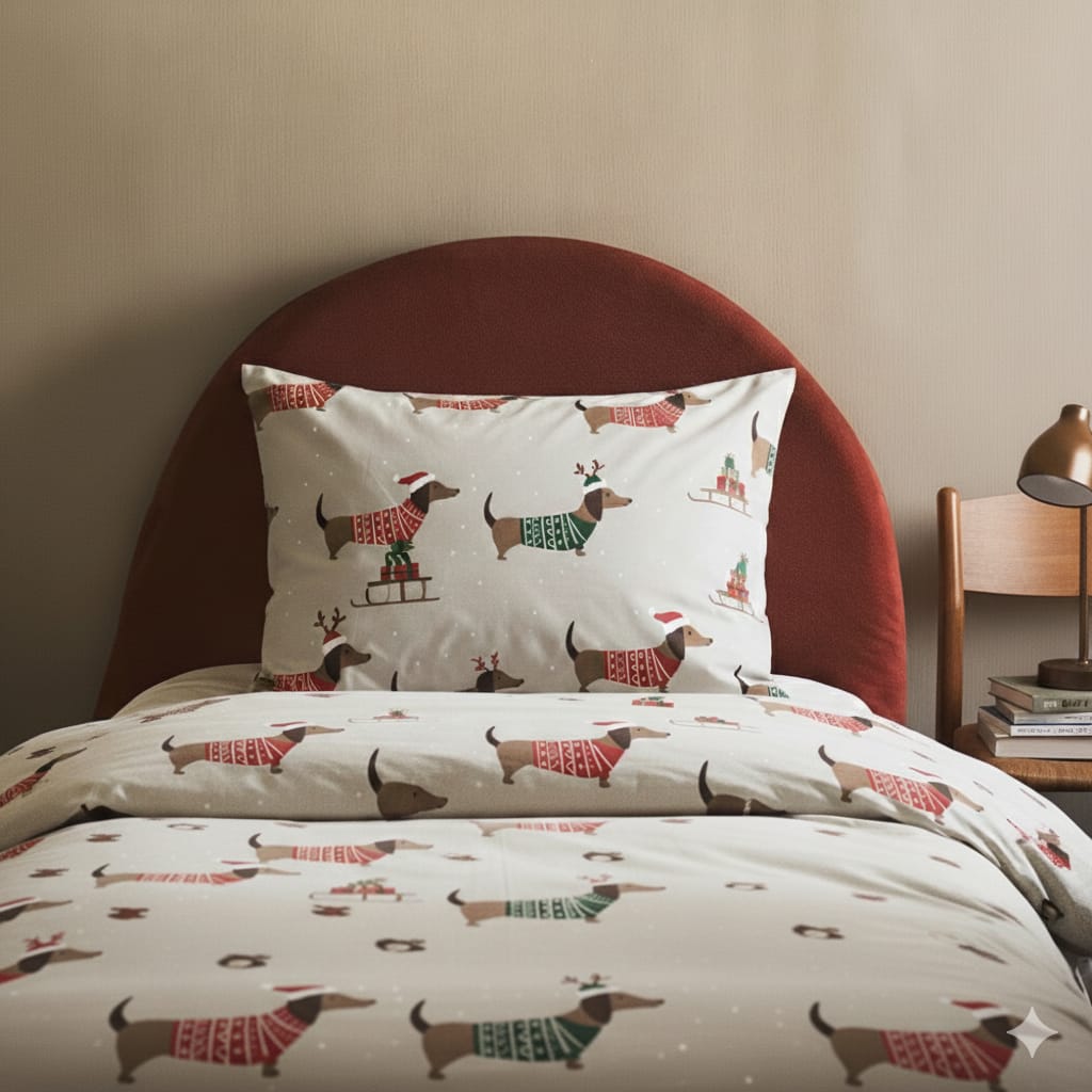 Pościel świąteczna Jamniki al - 160x200