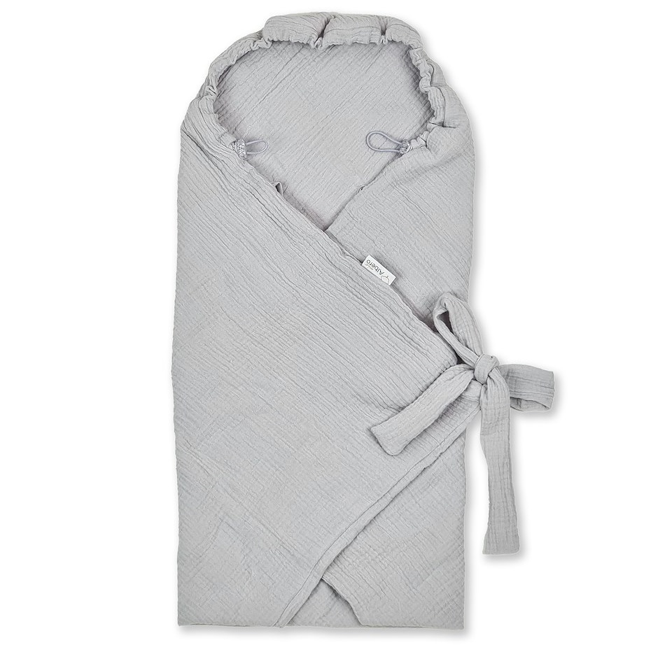 Otulacz do fotelika muślinowy szary AM