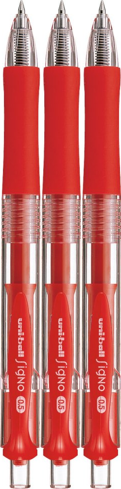 3x Długopis żelowy automatyczny Uni, UMN-152 Signo, 0.5 mm czerwony