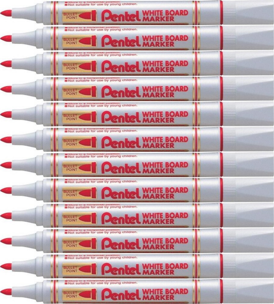 12x Marker suchościeralny Pentel MW85, okrągła, 4.4mm, czerwony