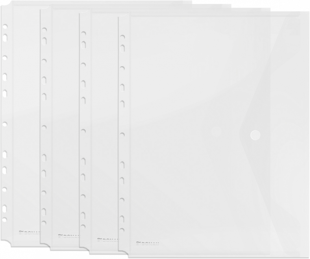 4x Teczka koperta do segregatora A4, Donau, na zatrzask, transparentny