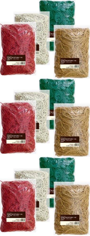 3x Gumki recepturki Grand, 100 mm, 1kg, mix kolorów