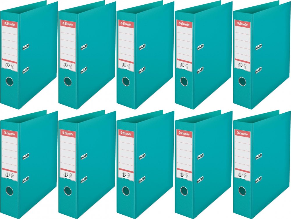 10x Segregator A4 Esselte No.1 Power, 75mm, do 500 kartek turkusowy