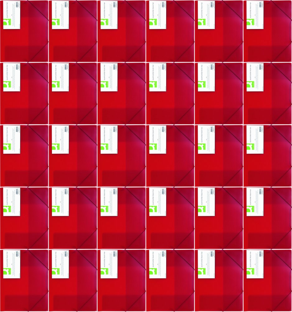 48x Teczka z gumką Q-connect, A4, plastikowa, 3-skrzydłowa, transparentny czerwony