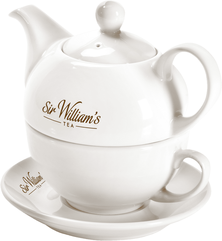 Outlet: USZKODZONE OPAKOWANIE Zestaw do parzenia herbaty Sir William’s Royal Duo, dzbanek 350ml + filiżanką ze spodkiem 200ml, porcelana, biały