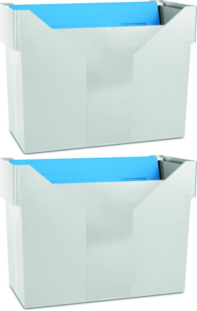 2x Pojemnik na 20 teczek zawieszanych Donau, A4, 330x260x160mm, szary