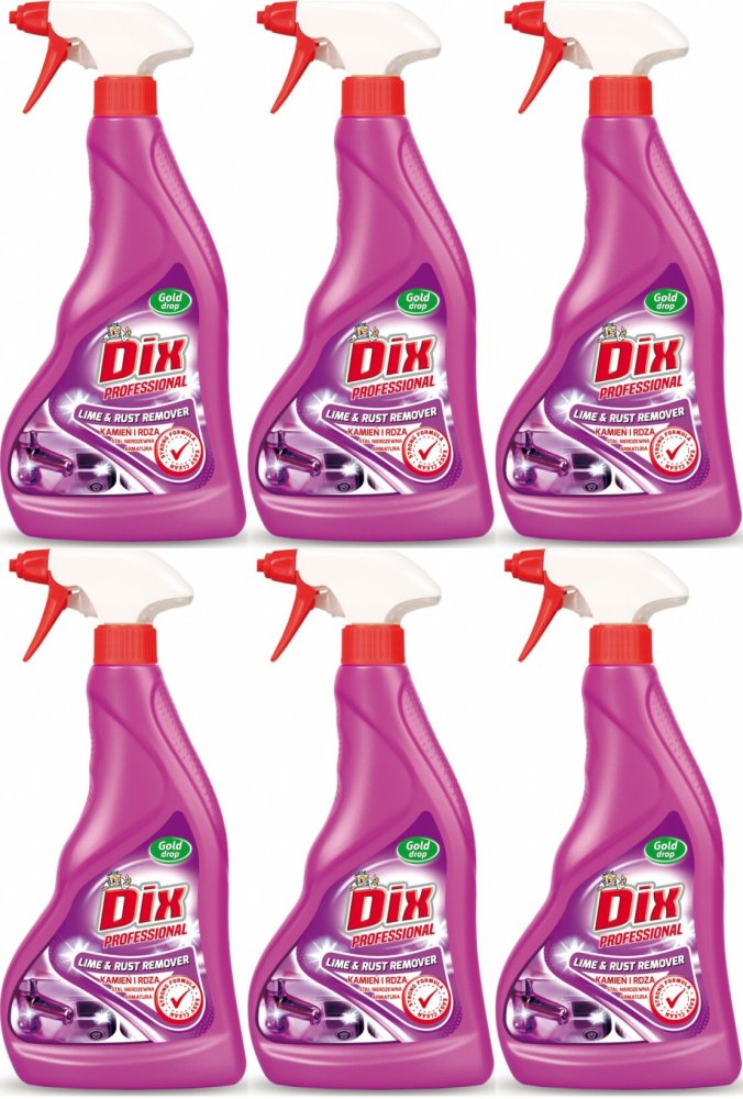 6x Płyn do czyszczenia Kamień i rdza Dix Professional Gold Drop, z rozpylaczem, 0.5l