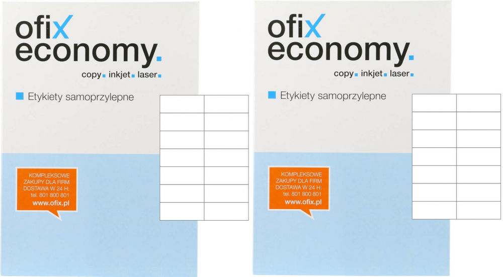 2x Etykiety samoprzylepne Ofix Economy, 105x42.4mm, 100 arkuszy, biały