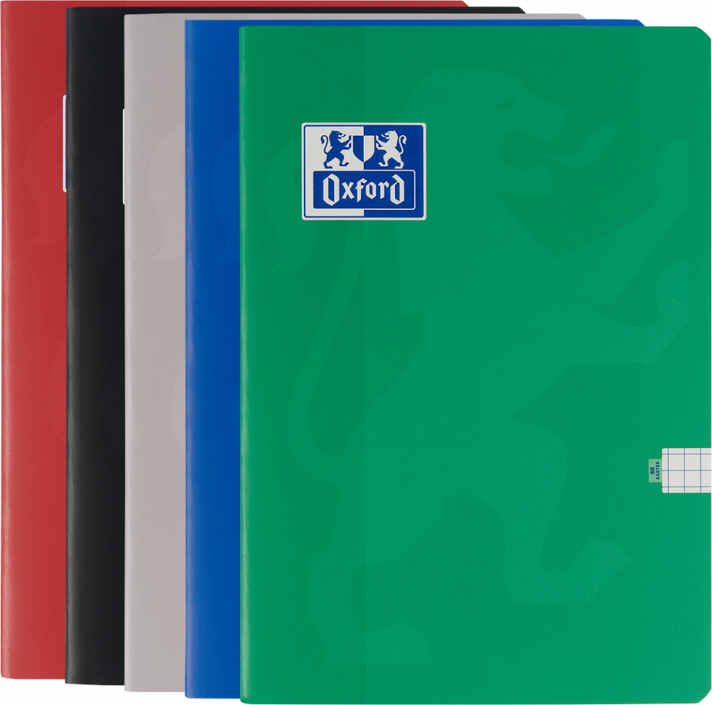 5x Zeszyt w kratkę Oxford Esse, A4, miękka oprawa, 60 kartek, mix kolorów